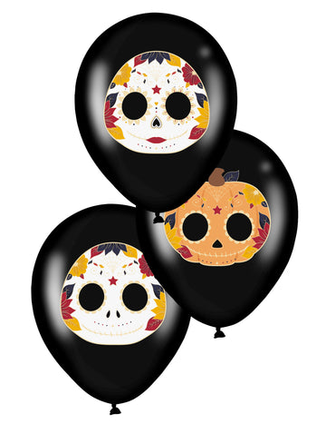 6 balona lateksa dia de los muertos noirs 28 cm