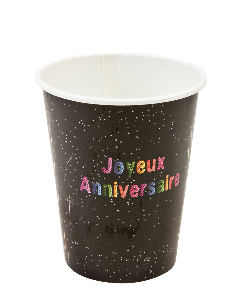 6 Birthday Cardboard Cups Vatromet 25 Cl