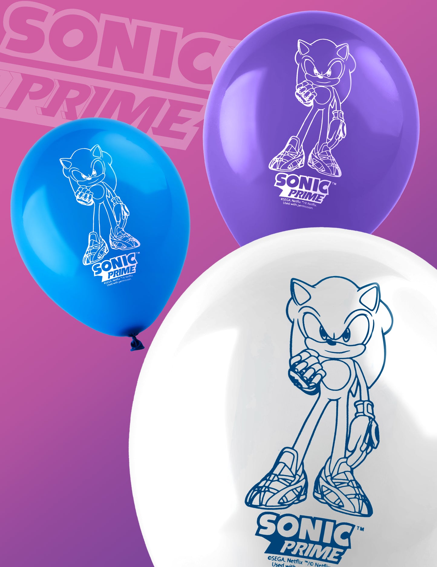 10 Latex Sonic Balloons Prime 30 cm