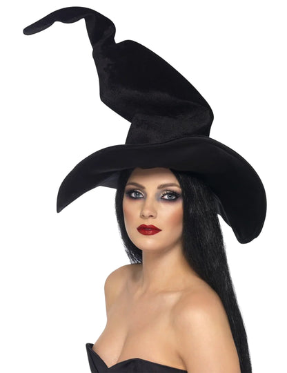 Crna vještica šešir Velvet Woman Halloween