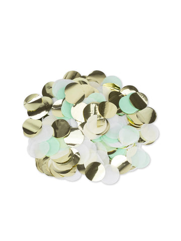 Confetti Papier Mint, bijela i zlatna 3 cm - 36 g