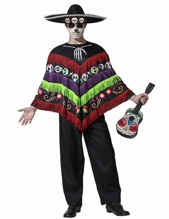 Poncho Skeleton Dia de los Muertos Odrasli prerušavanje