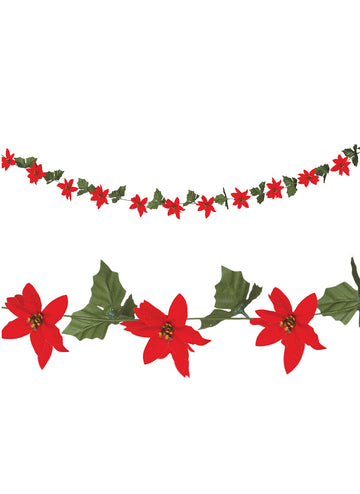 Garland poinsettia s lišćem 200 cm