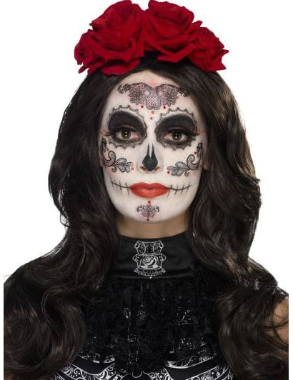 Komplet za šminkanje glamura s lažnim trepavicama i nakitom Dia de los Muertos