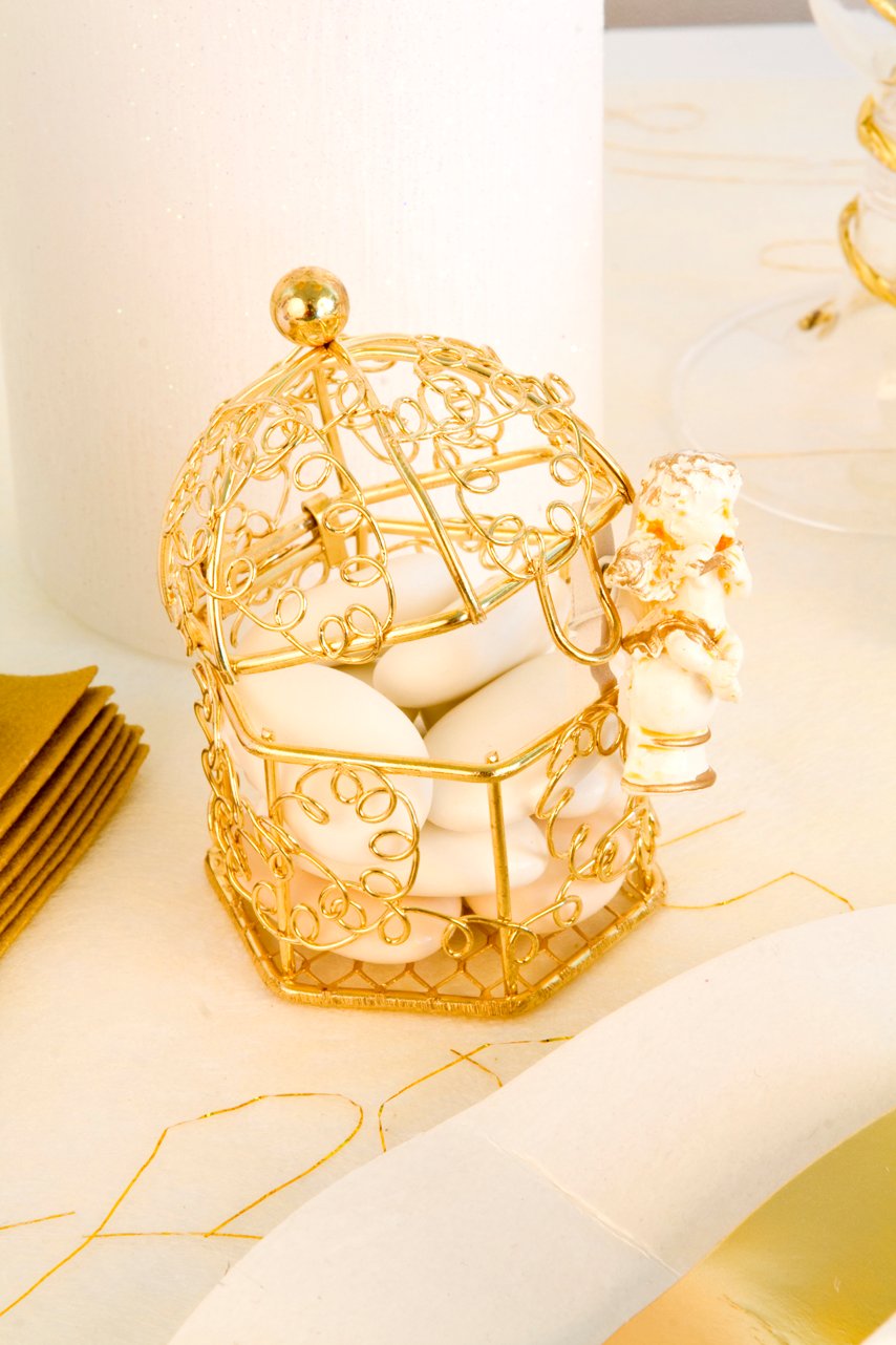 Mini Gold Metal Bird Cage 5,5 x 4,5 cm